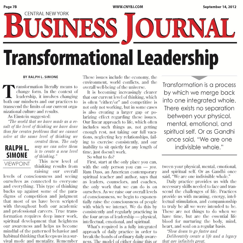 Image of Viewpoint Article; Transformational Leadership