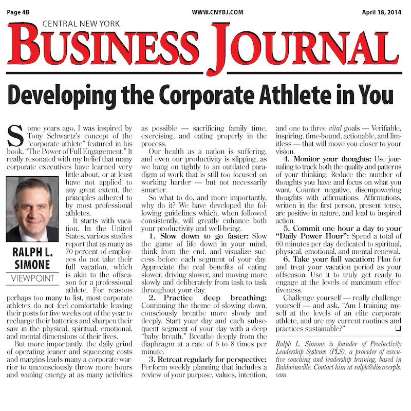 Image of Viewpoint Article; Developing the Corporate Athlete in You