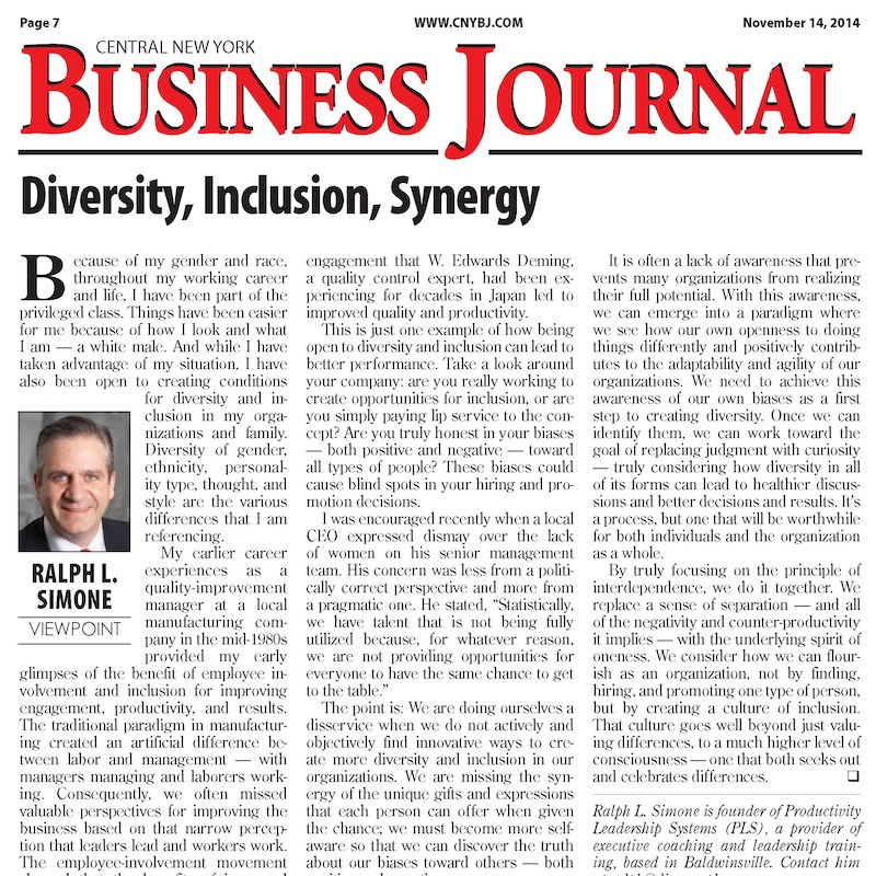 Image of Viewpoint Article; Diversity, Inclusion, Synergy