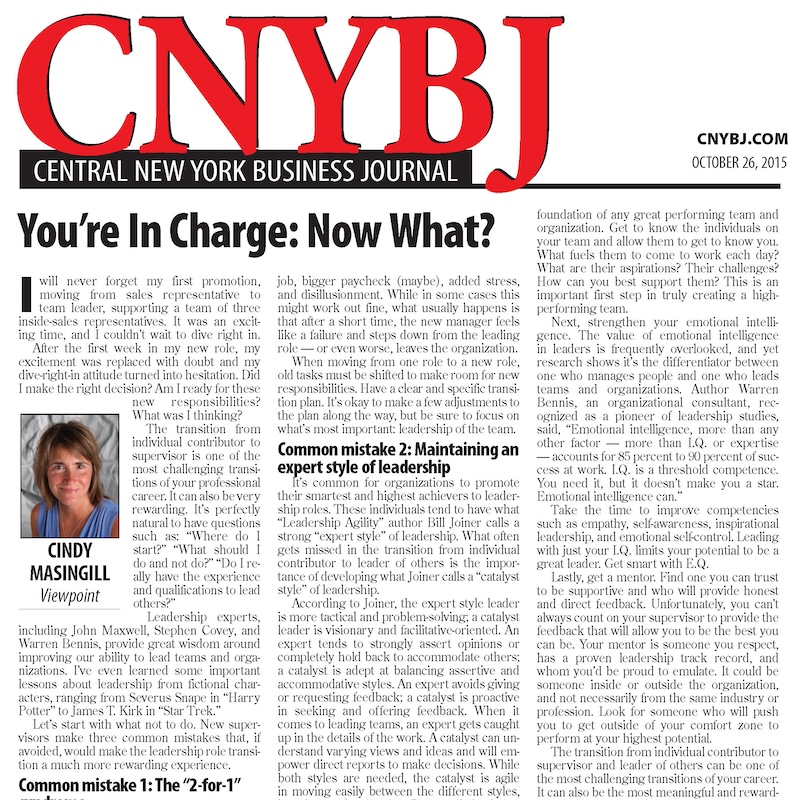 Image of Viewpoint Article; You’re In Charge: Now What?