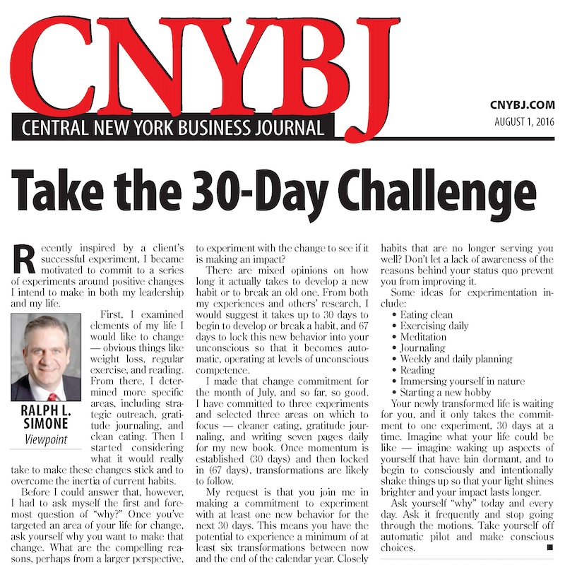 Image of Viewpoint Article; Take the 30-Day Challenge