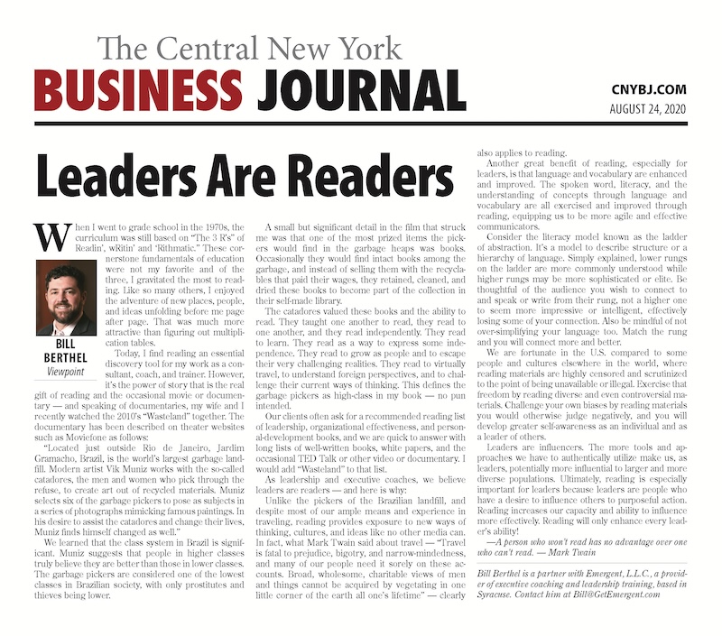 Image of Viewpoint Article; Leaders Are Readers