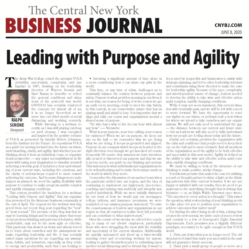 Image of Viewpoint Article; Leading with Purpose and Agility