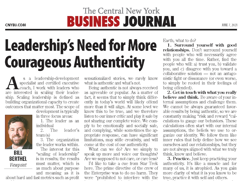 Image Of Viewpoint Article; Leadership’s Need For More Courageous Authenticity