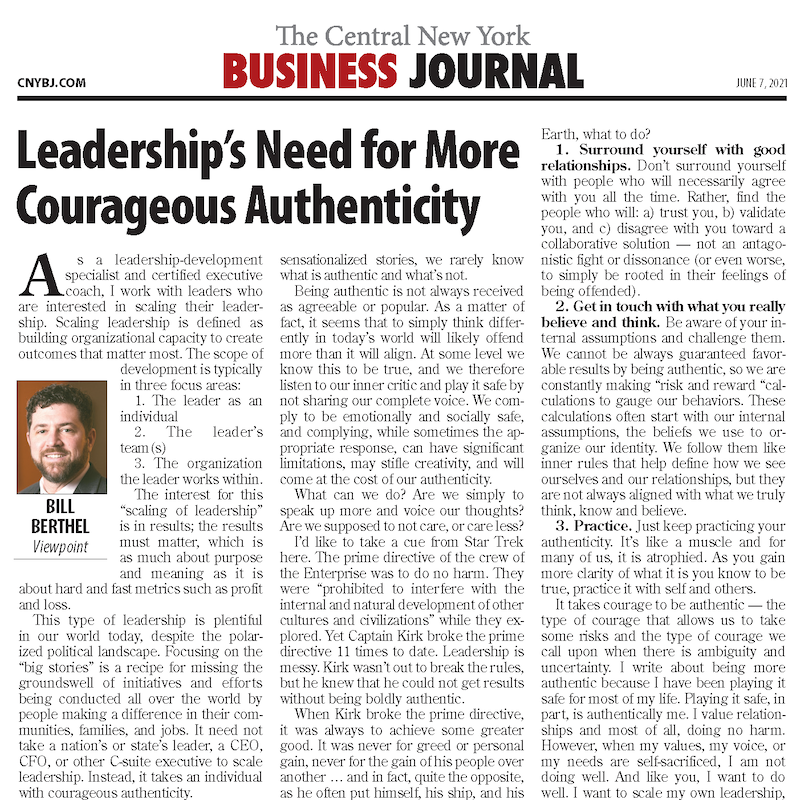 Image of Viewpoint Article; Leadership’s Need for More Courageous Authenticity